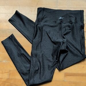 Reebok Black High-Waist Active Leggings with Subtle Animal Texture